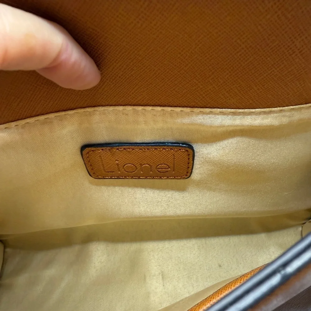 Lionel Brittany Cognac Vegan Leather Purse Saddlebag Crossbody - Picture 7 of 8